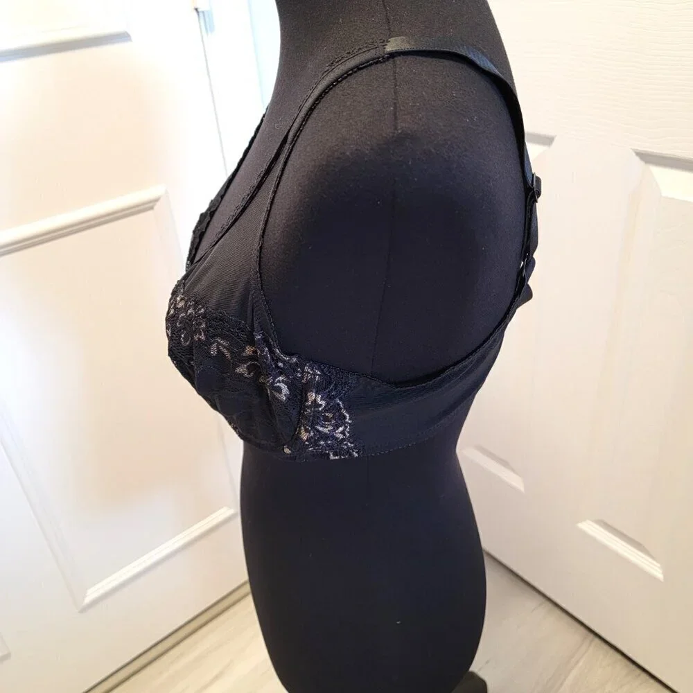 Y2K Barely Breezies Lace nylon underwire bra, size 38C